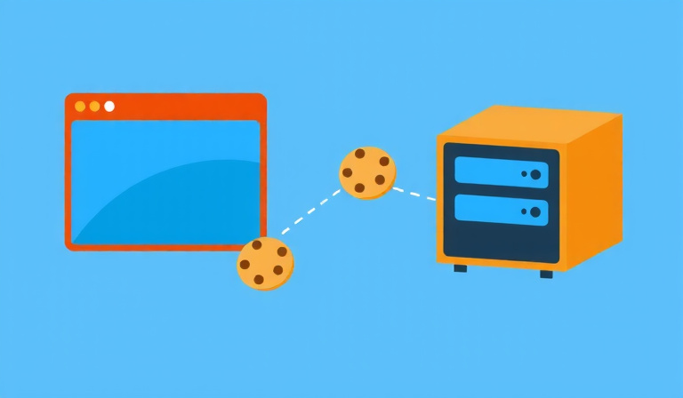 Illustration showing how cookies work between browser and website